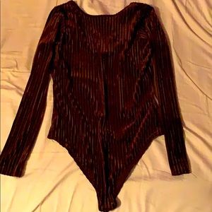 Brand new Brown velvet/sheer body suit